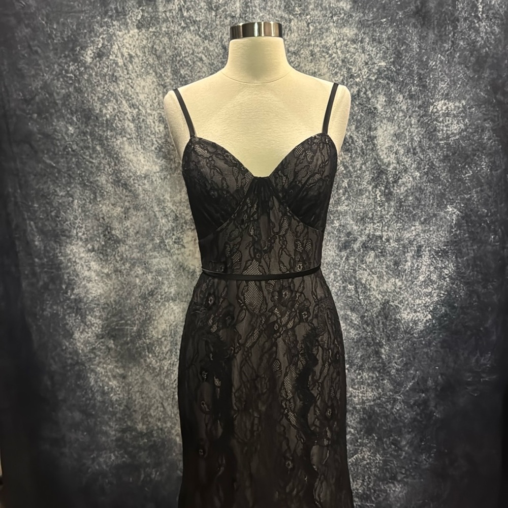 Truly Zac Posen black lace formal full length dress